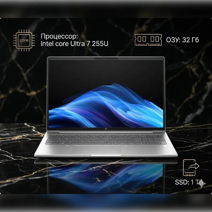 Ноутбук HP ProBook 4 G1i / UMA Ultra 7 255U 4 inch G1i / .0 WUXGA UWVA 300 FHDC 60Hz bnt Panel / (2x ) DDR5 5600 SODIMM Memory / 1TB PCIe NVMe Value / W11p64 / 1yw / Dual AryMic F USB2 NFOVCamera / Clickpad Backlit with numeric keypad / Intel AX21, Intel Core Ultra 7 255U, 32 ГБ, 1024 ГБ, 16"