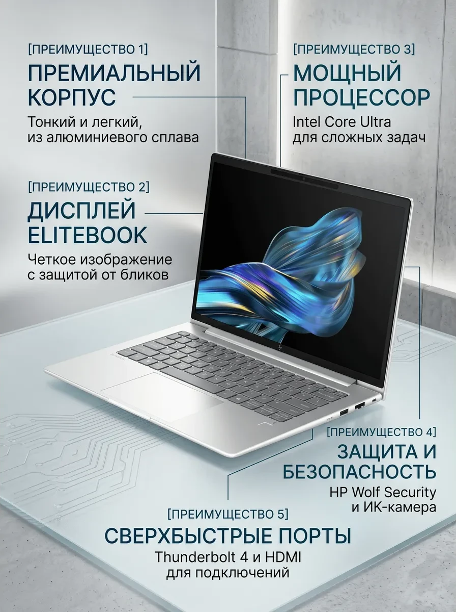 Ноутбук HP Europe EliteBook 6 G1q (C5LZ6AT#BJA), Intel Core Ultra 5 125U, 16 ГБ, 512 ГБ, 14"