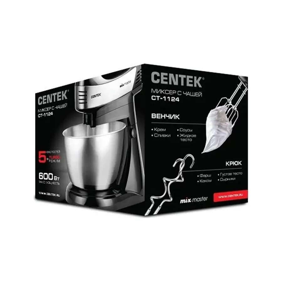 Планетарный миксер Centek CT-1124, 600W, 3л, 5 скоростей — 3