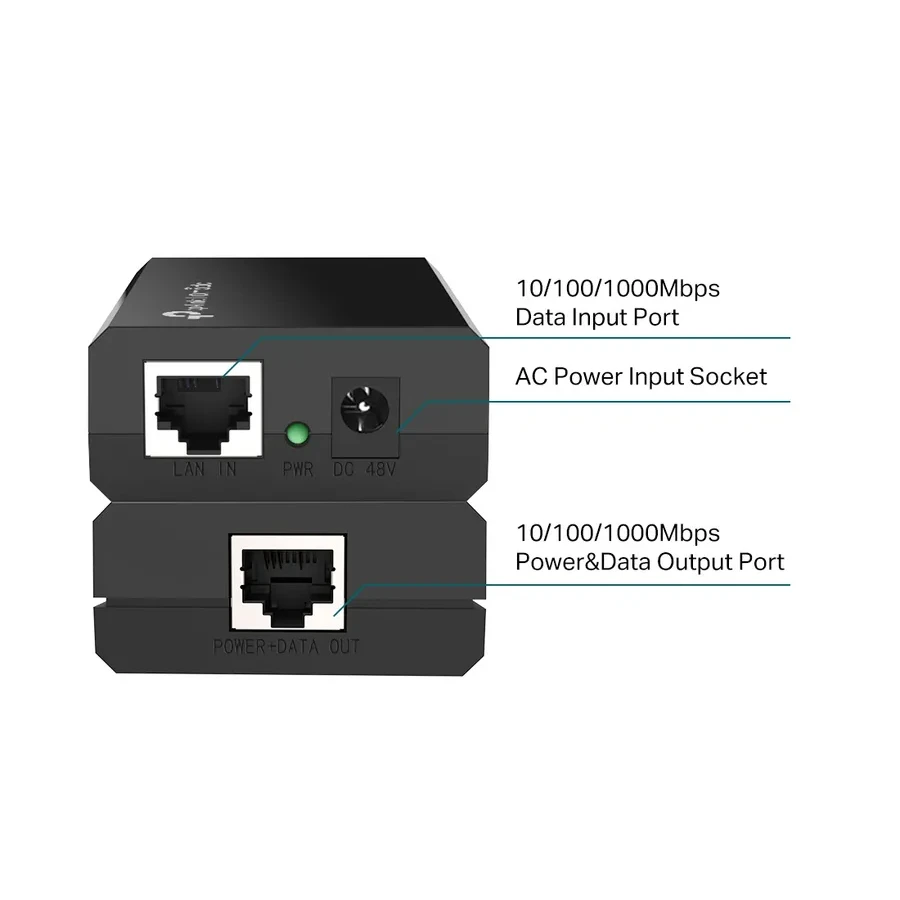 Инжектор PoE Tp-Link PoE150S, 15.4W, 100 м — 3