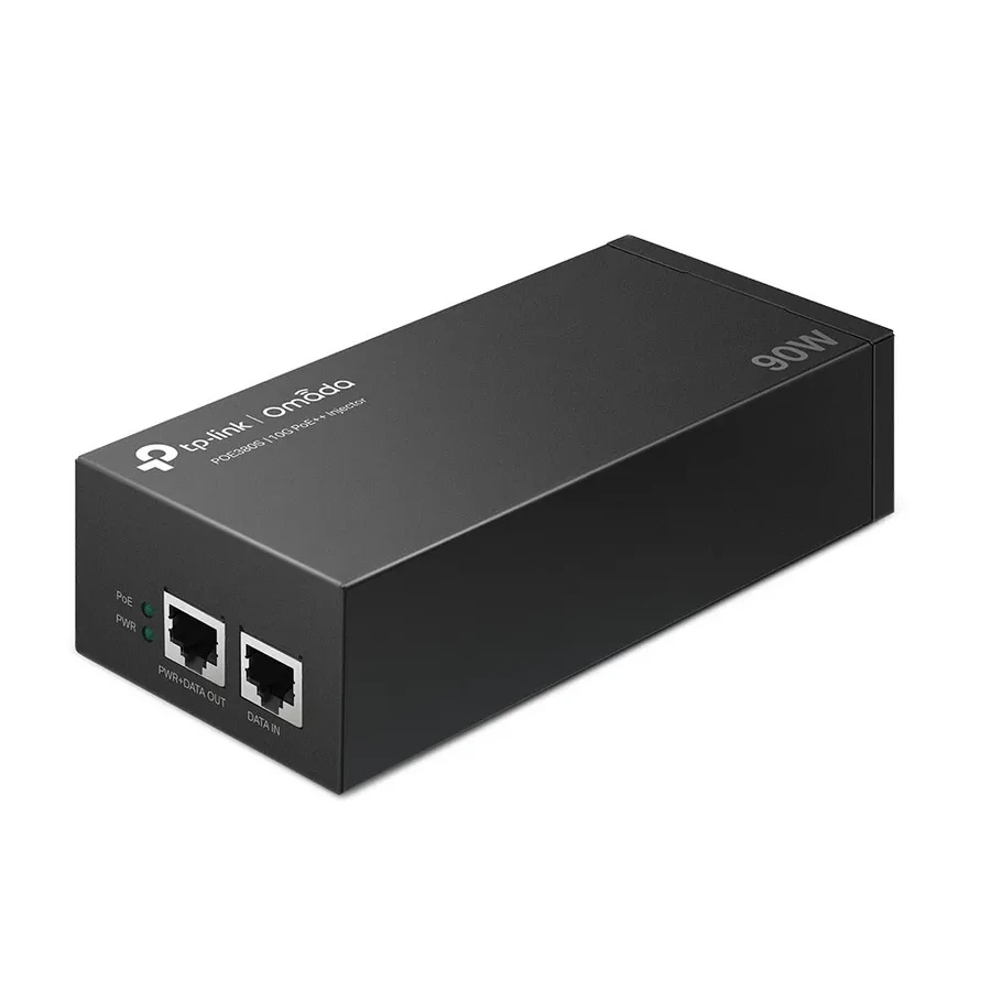 Omada Инжектор PoE+ 10 Гбит/с
Порты: 1 × порт 10 Гбит/с c PoE, 1 × порт 10 Гбит/с без PoE
Спецификация: совместимость с 802.3bt/at/af, PoE-питание 90 Вт, передача данных и питания по одному кабелю, металлический корпус — 3