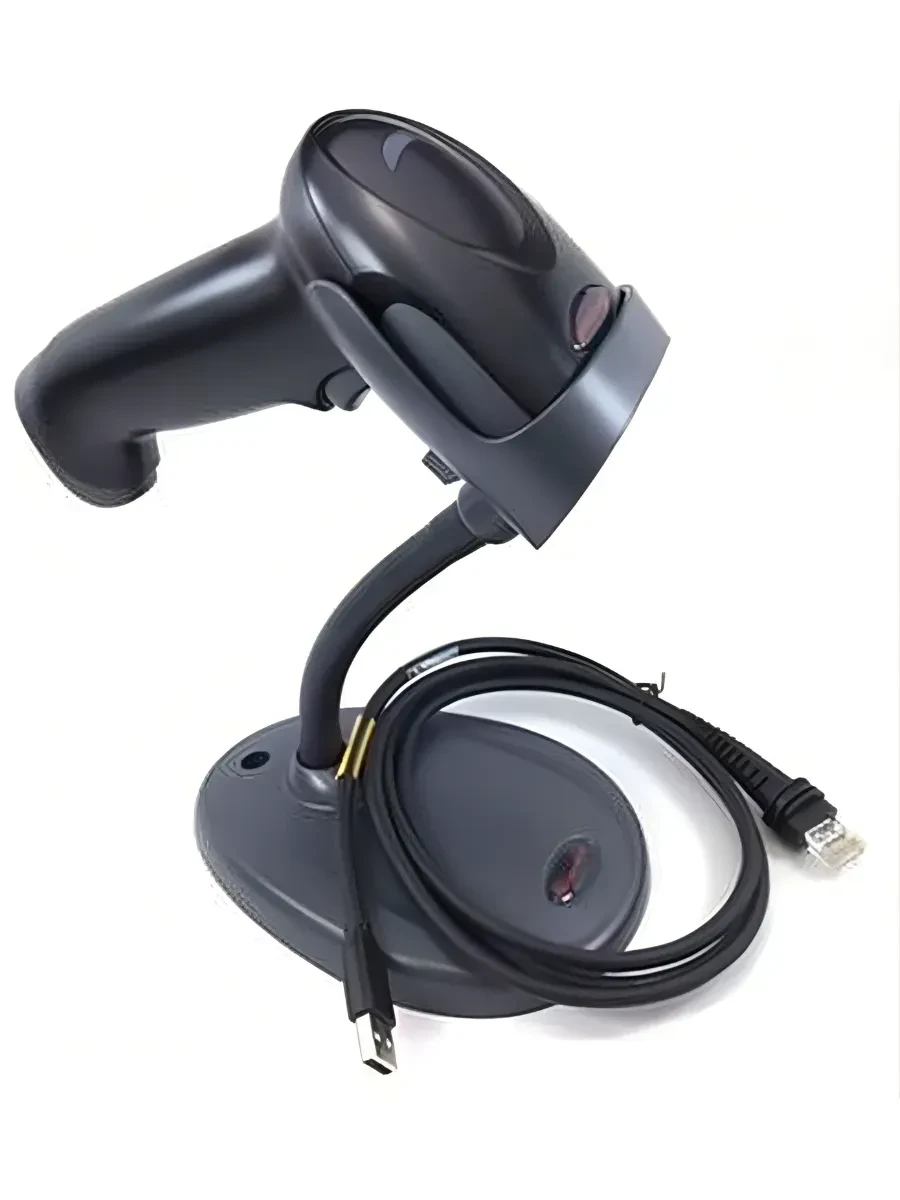 EMEA USB kit: Omni-directional, 1D, PDF, 2D, black scanner (1470g2D-2), flexible presentation stand (STND-15F03-009-6), USB Type A 1.5m straight cable (CBL-500-150-S00) — 3