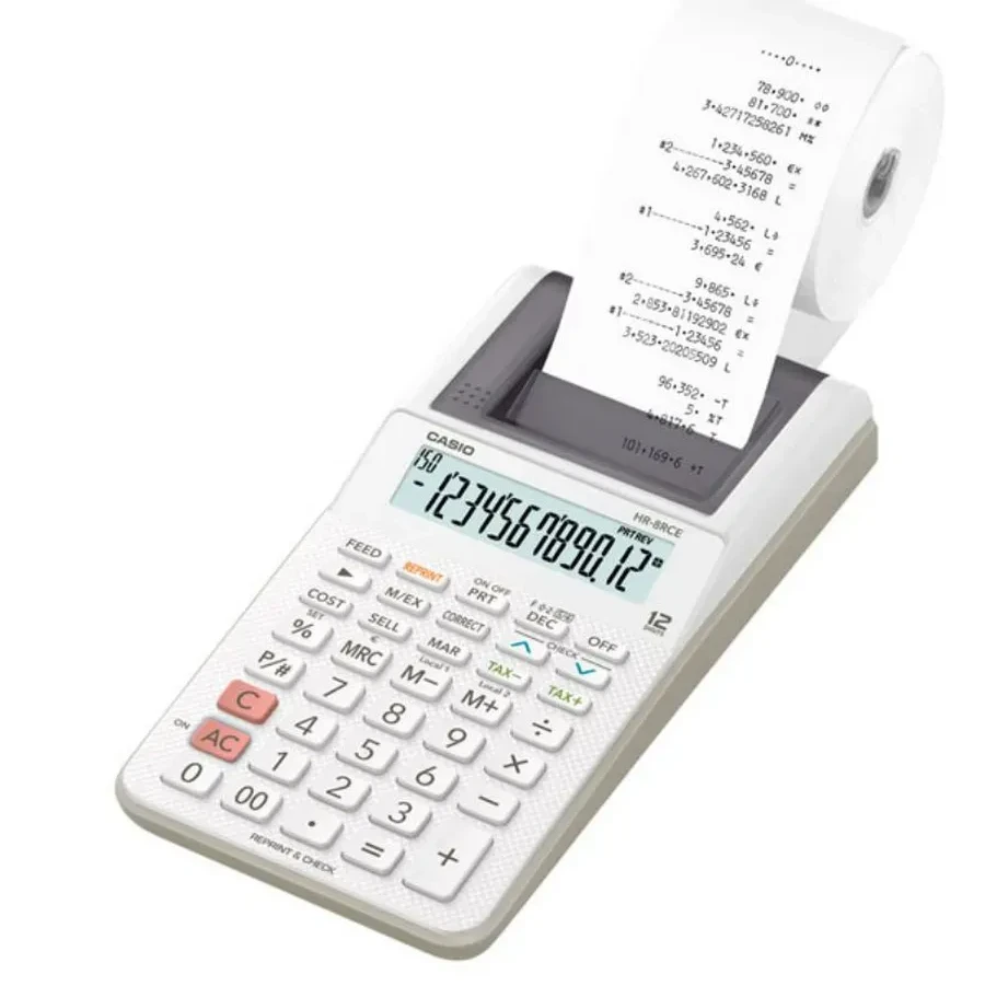 Калькулятор печатающий CASIO HR-8RCE-WE-W-EC