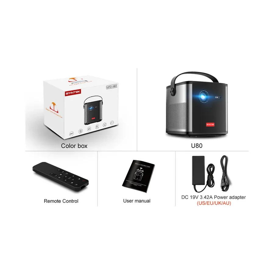 Проектор BYINTEK U80, DLP, Full HD, 500 люмен — 2