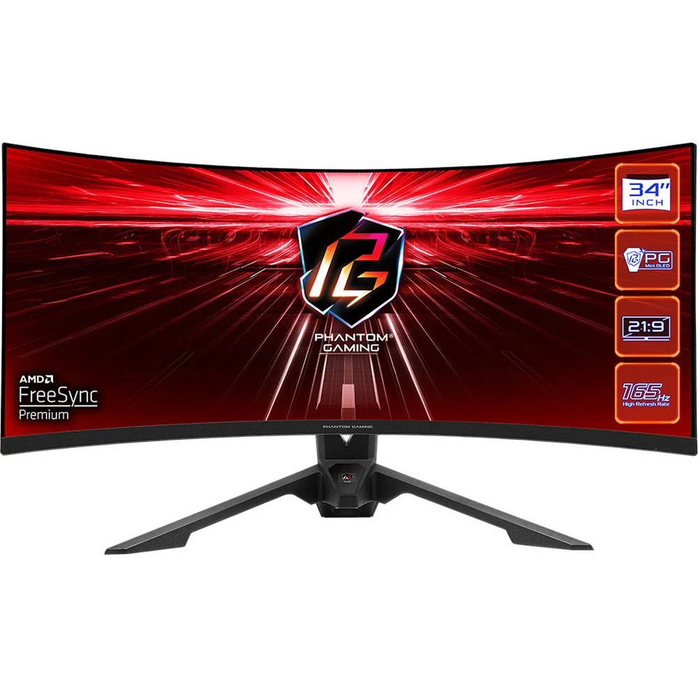 Монитор ASRock PG34WQ15R3A, 34", VA, 3440x1440, 165Hz, изогнутый