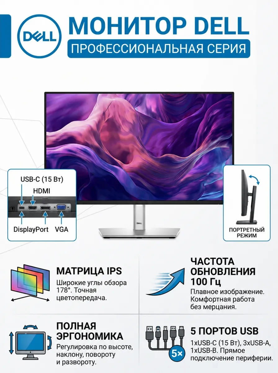 Монитор Dell Pro 24 Plus P2425H (210-BMFF)