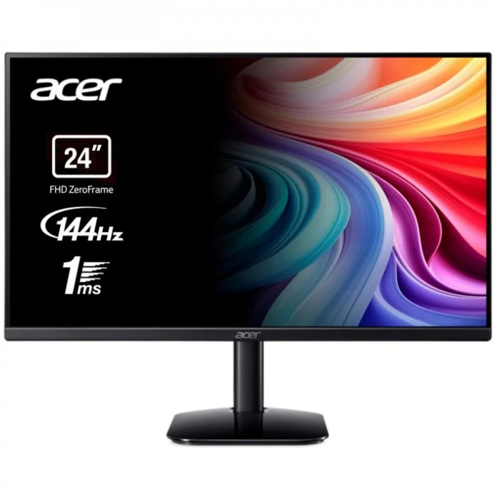 Монитор Acer KA242YP0bi (KA2 Series) 23.8" (60 см) / 1920×1080 Full HD / VA / ZeroFrame / 144Hz / 4 мс (GTG), 1 мс (VRB) / 250 кд/м² / 1× VGA + 1× HDMI 1.4 / FreeSync / 99% sRGB / Черный корпус / в комплекте кабели: HDMI + питание