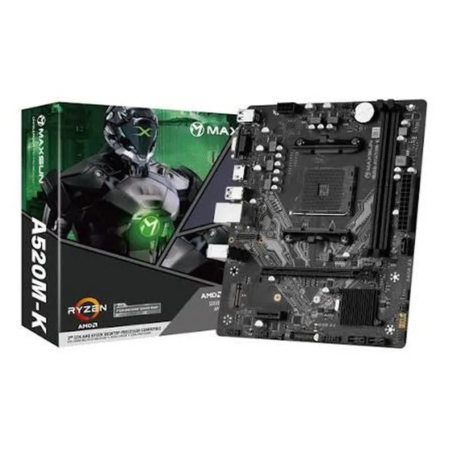 Материнская плата MB Socket AM4, MATX, AMD A520 (DP+HDMI) MaxSun Challenger A520M-K WIFI, 2DDR4, PCIx16, PCIx1 — 4