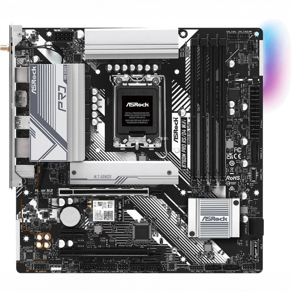 Материнская плата ASRock B760M PRO RS/D4 WIFI LGA1700 4xDDR4 4xSATA RAID 2xM.2 HDMI DP mATX — 3