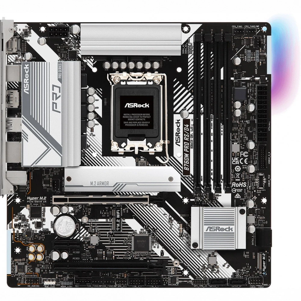 Материнская плата ASRock B760M PRO RS/D4 LGA1700 4xDDR4 4xSATA RAID 2xM.2 HDMI DP mATX — 5