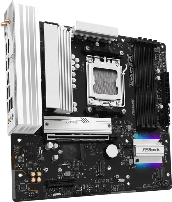 Материнская плата ASRock A620AM PRO RS AM5 4xDDR5 2xSATA3 RAID 3xM.2 Type-C HDMI DP mATX — 2