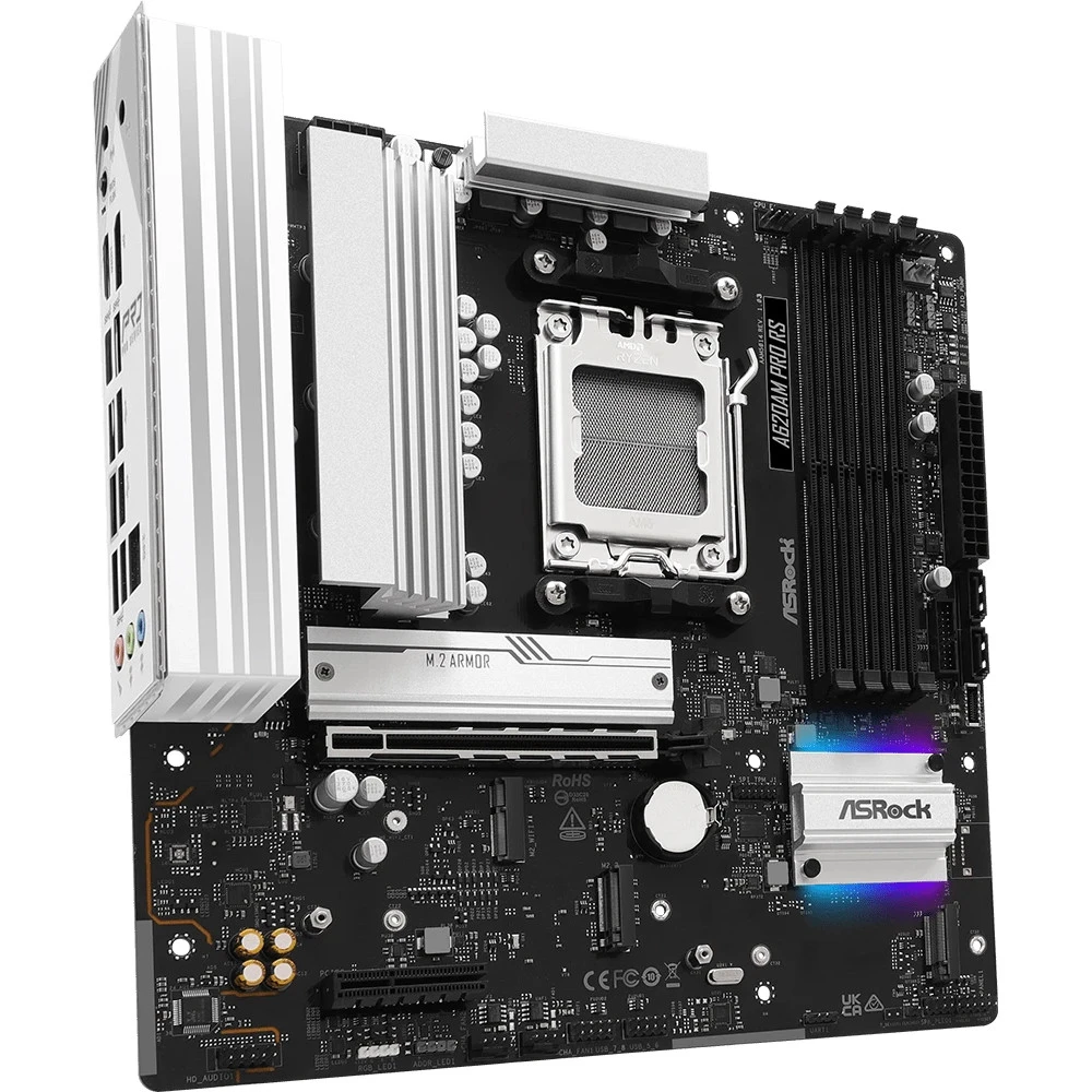 Материнская плата ASRock A620AM PRO RS AM5 4xDDR5 2xSATA3 RAID 3xM.2 Type-C HDMI DP mATX — 4