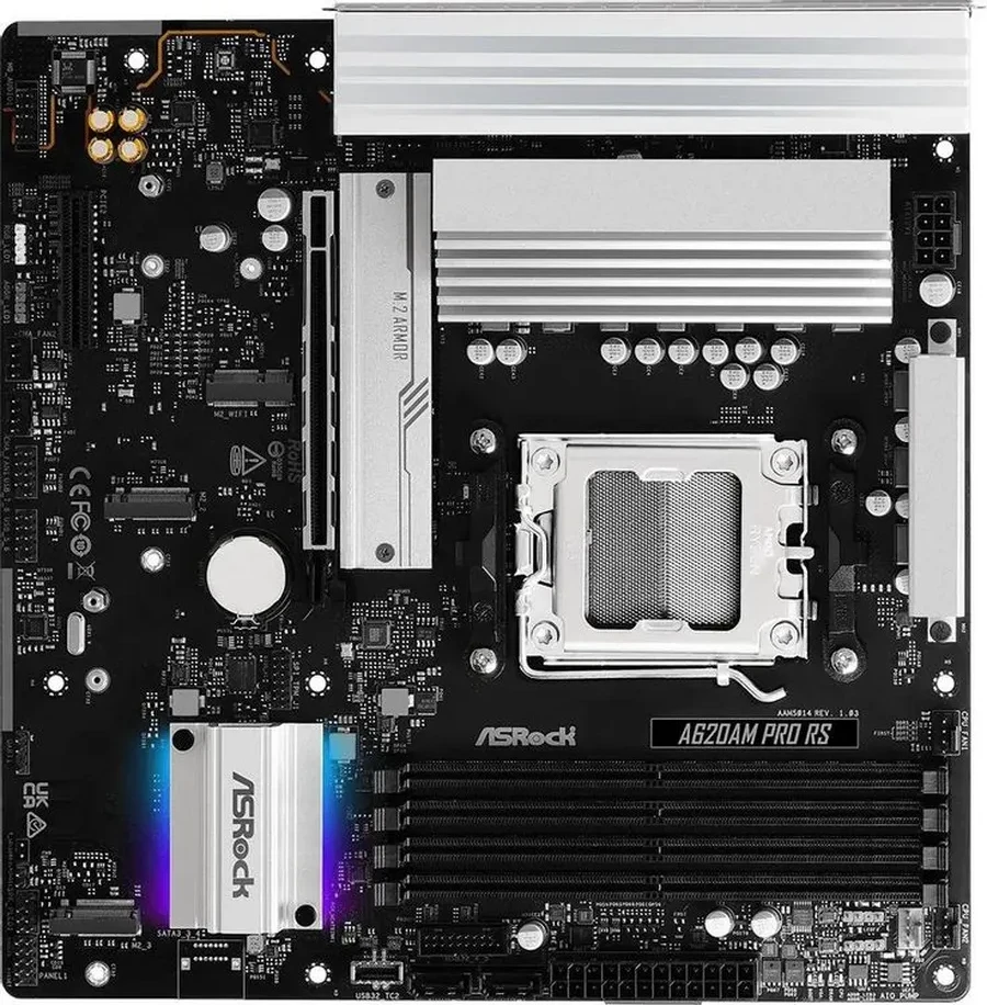 Материнская плата ASRock A620AM PRO-A AM5 4xDDR5 2xSATA3 RAID 3xM.2 Type-C HDMI mATX — 4