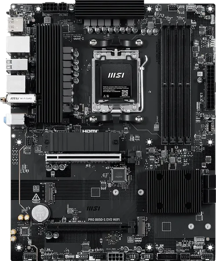 Материнская плата MSI PRO B850-S EVO WIFI AM5 B850 4xDDR5 4xSATA6G RAID 3xM.2 1xDP 1xHDMI ATX — 3