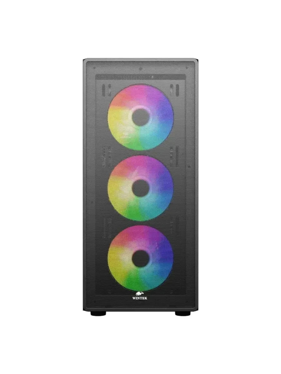 Корпус Wintek Miracle A01-B-M TG, ATX/Micro ATX, USB 1*3.0/2*2.0, 0.45mm, 4*12cm FRGB fan, Black — 4