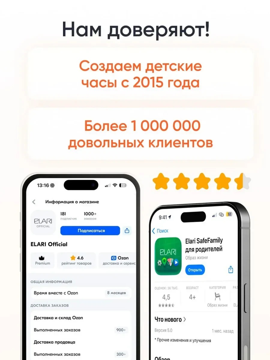 Смарт-часы Elari KidPhone Маша и Медведь, 1.7" IPS, IP67, оранжевые — 5