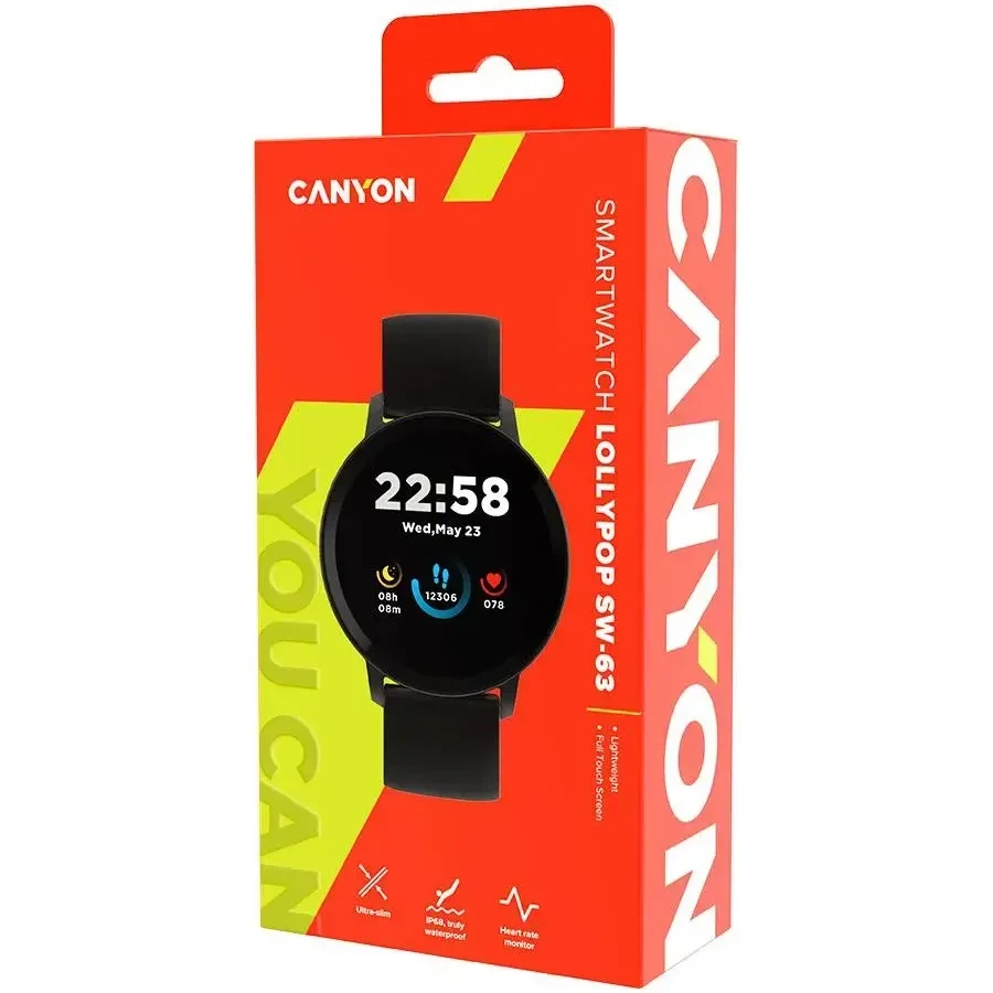 CANYON Lollypop SW-63 умные часы 1.3" IPS, чёрные — 5