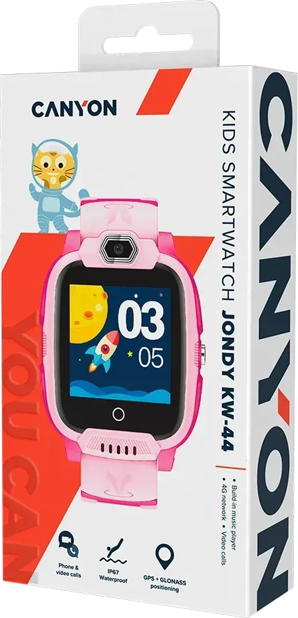 Детские смарт-часы CANYON Jondy KW-44, 4G, GPS, камера, розовый — 4