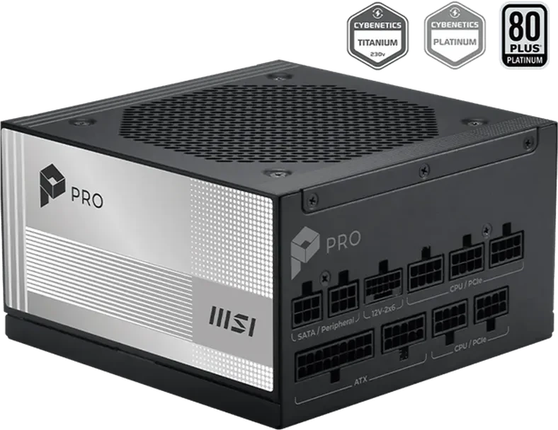 Блок питания MSI 850W, PRO A850PL PCIE5, Full Modular, ATX, 80+ PLATINUM, >92%, Fan 120mm, Черный — 2