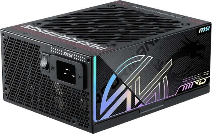 Блок питания MSI 1300W, MPG Ai1300TS PCIE5, Full Modular, ATX, 80+ TITANIUM, >94%, Fan 135mm, Черный