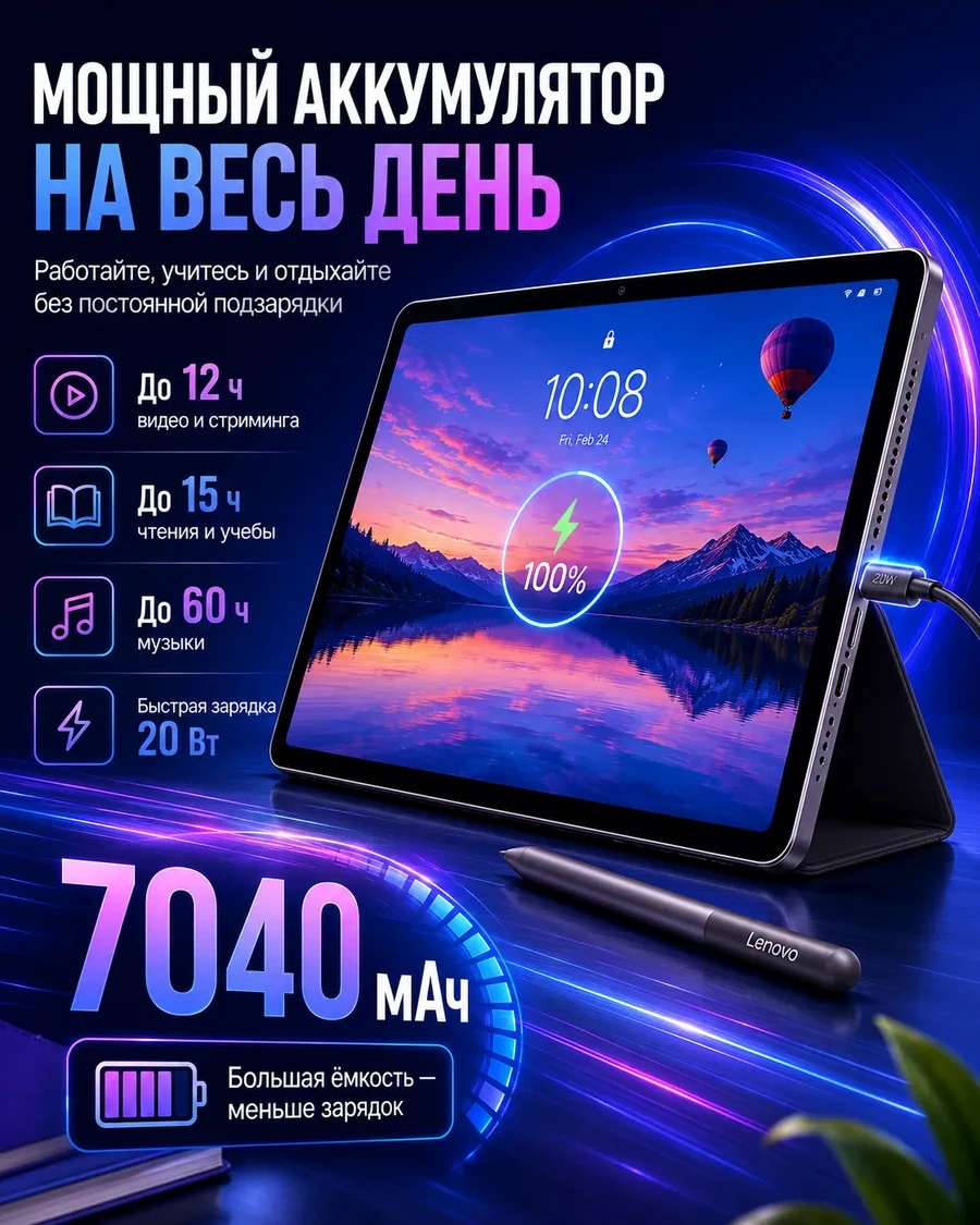 Планшет Lenovo Idea Tab TB336FU, MT 6300 8/128GB, 11"IPS, 2560x1600, BT5.2, microSD, Luna Grey — 5