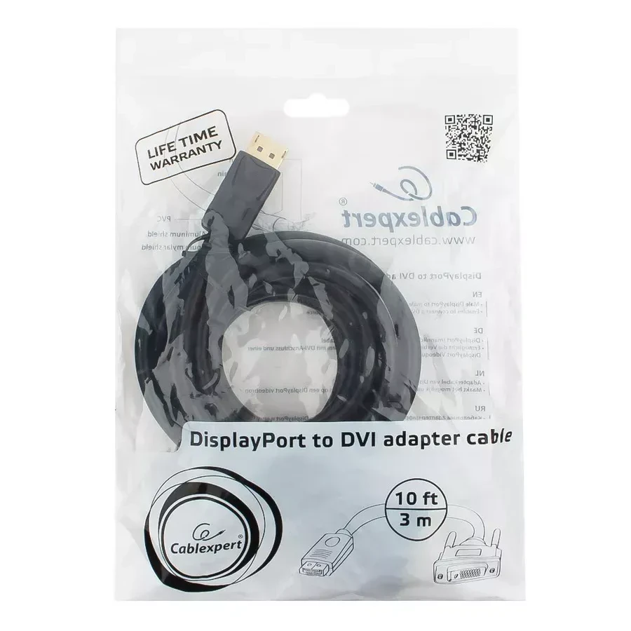Кабель DisplayPort-DVI Cablexpert CC-DPM-DVIM-3M, 3м — 3