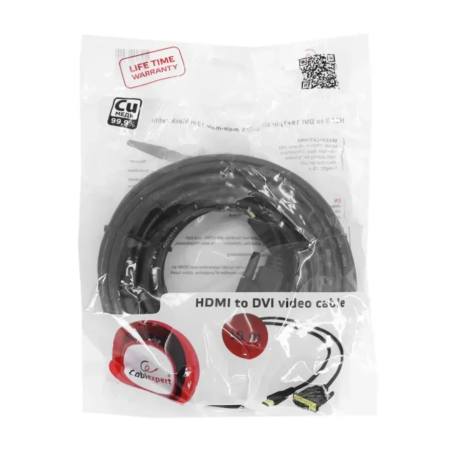 Кабель DVI-D-HDMI Cablexpert CC-HDMI-DVI-10MC, 10м