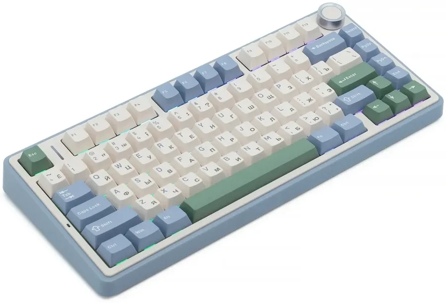 Клавиатура AULA F75, Cedar Green, mechanical, Gray Wood V3, EN/RU/KZ, 2.4/BT/USB-C — 2