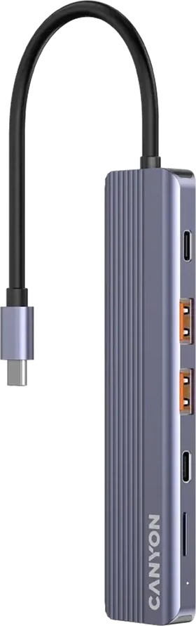 Переходник CANYON hub DS-17 6in1 4k USB-C Grey — 2