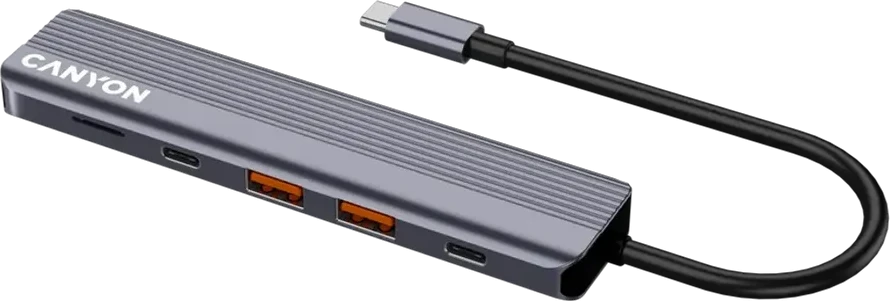 Переходник CANYON hub DS-17 6in1 4k USB-C Grey — 5