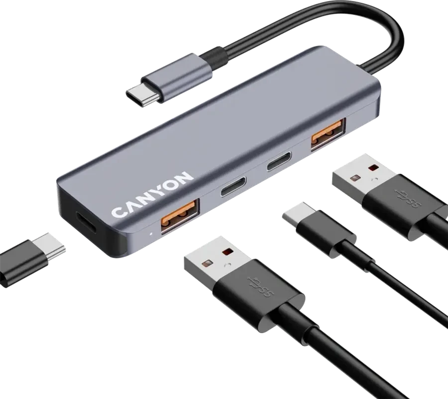Переходник CANYON hub DS-18 5in1 USB-C Grey — 5