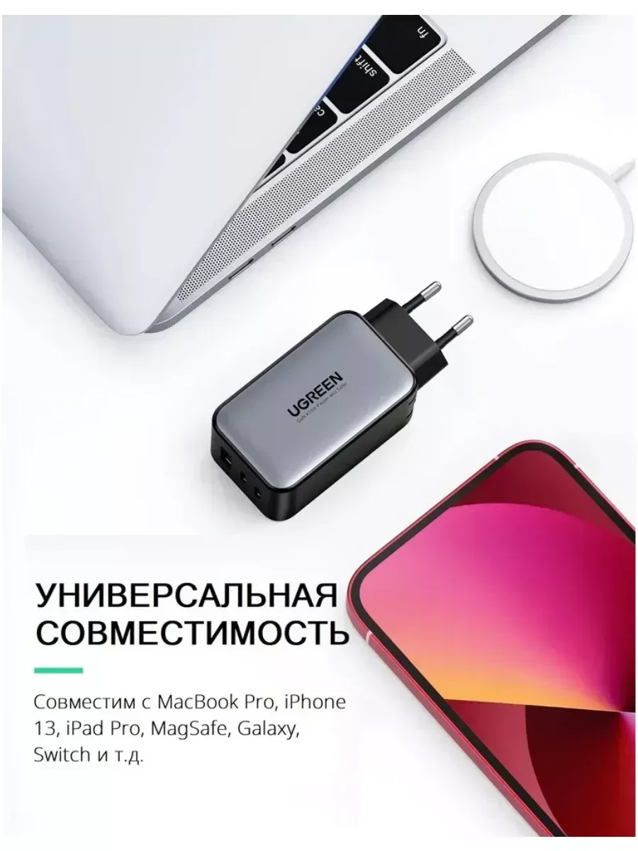 Зарядное устройство UGREEN 65W, GaN — 2