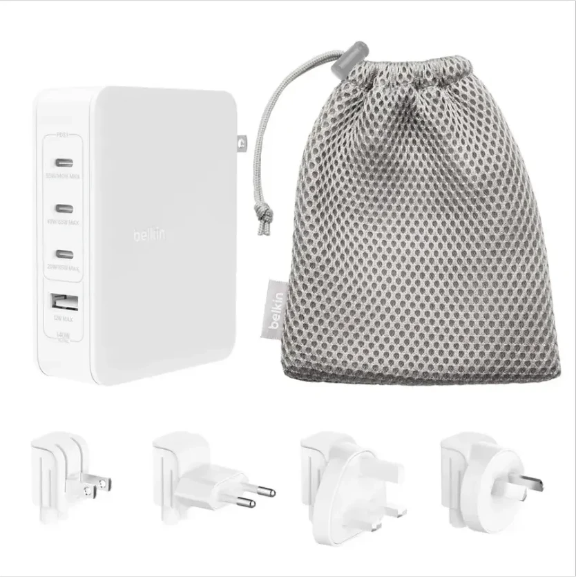 Зарядное устройство 140W GaN, 4 USB, UK/EU/US