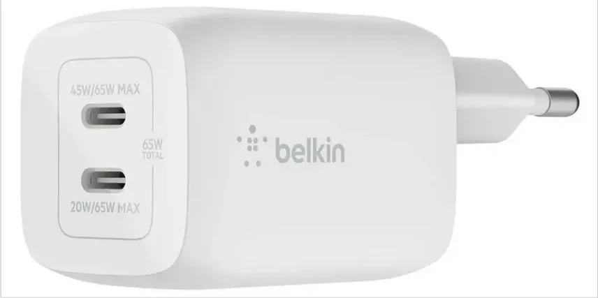 Зарядное устройство Belkin 65W 2xUSB-C GAN белый — 2