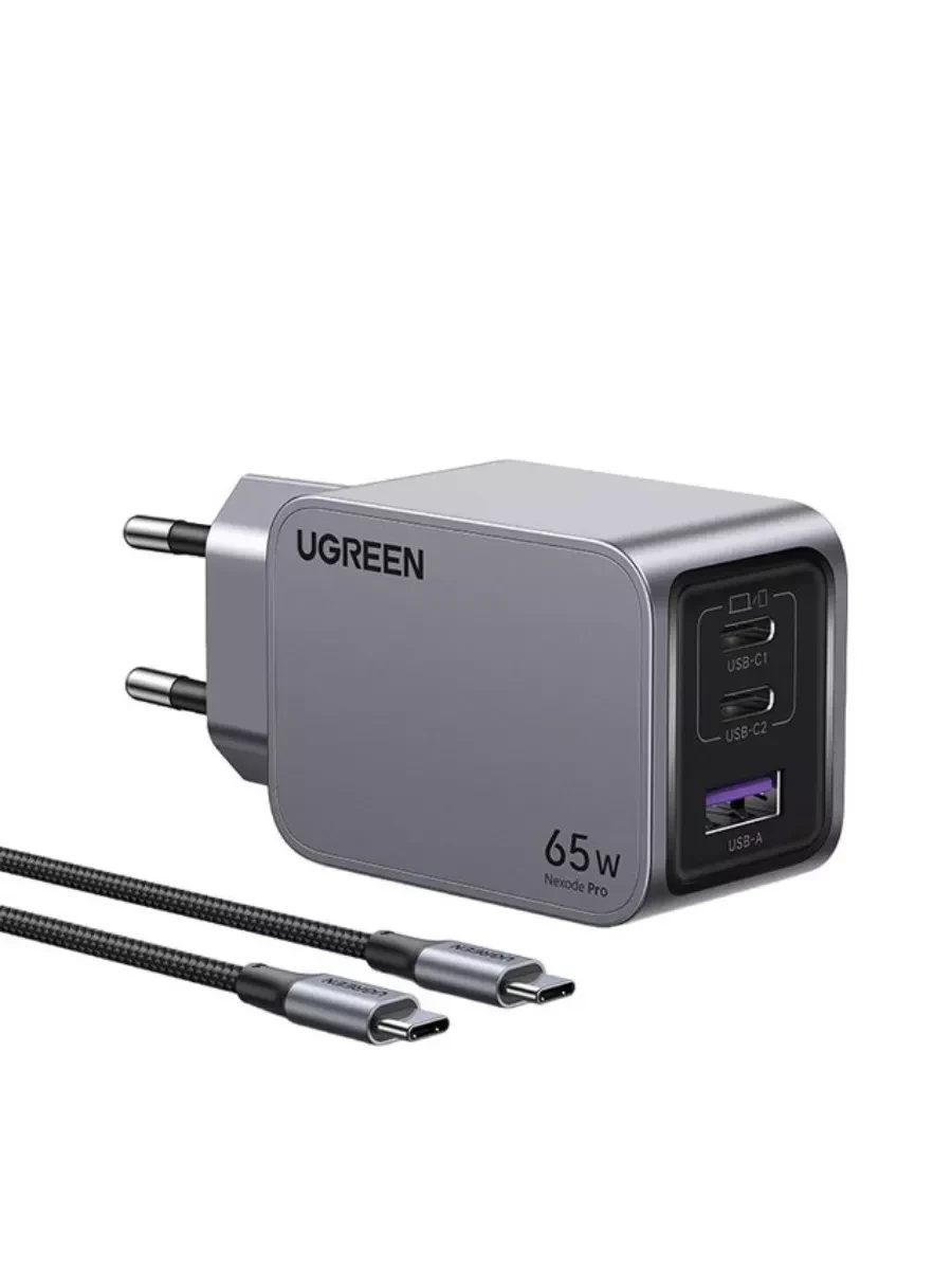 ЗУ Ugreen X755 Nexode Pro 65W, 2xUSB-C+USB-A