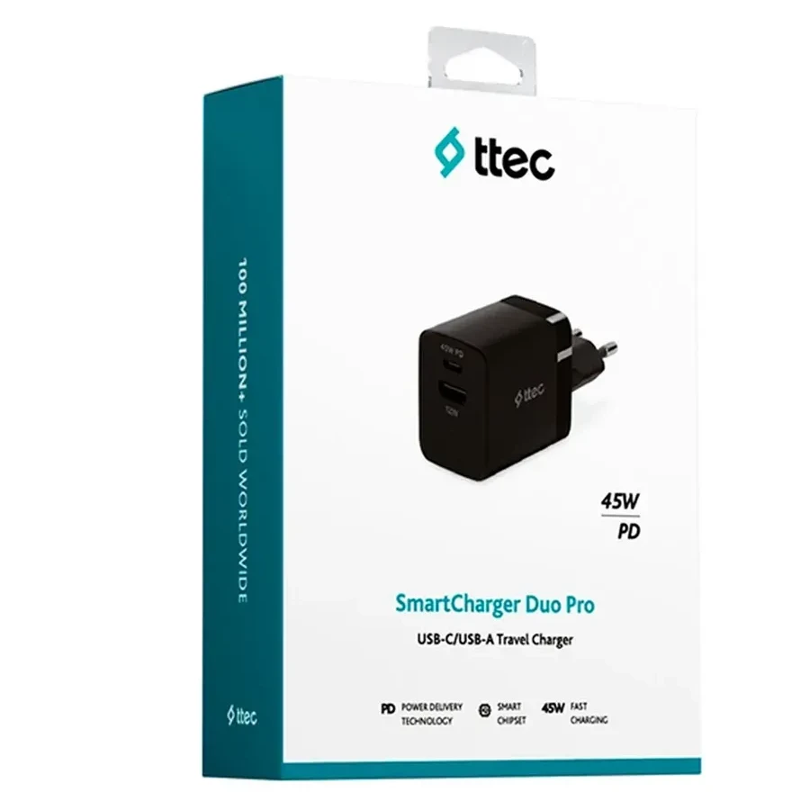 Зарядное устройство ttec SmartCharger 45W PD, чёрное — 3