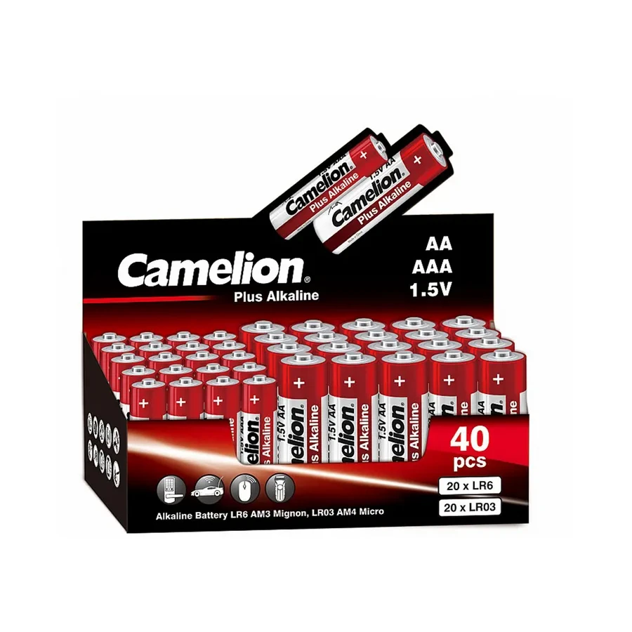 Батарейки CAMELION 20LR6+20LR03-CB, AA/AAA 1.5V Plus Alkaline, 40шт