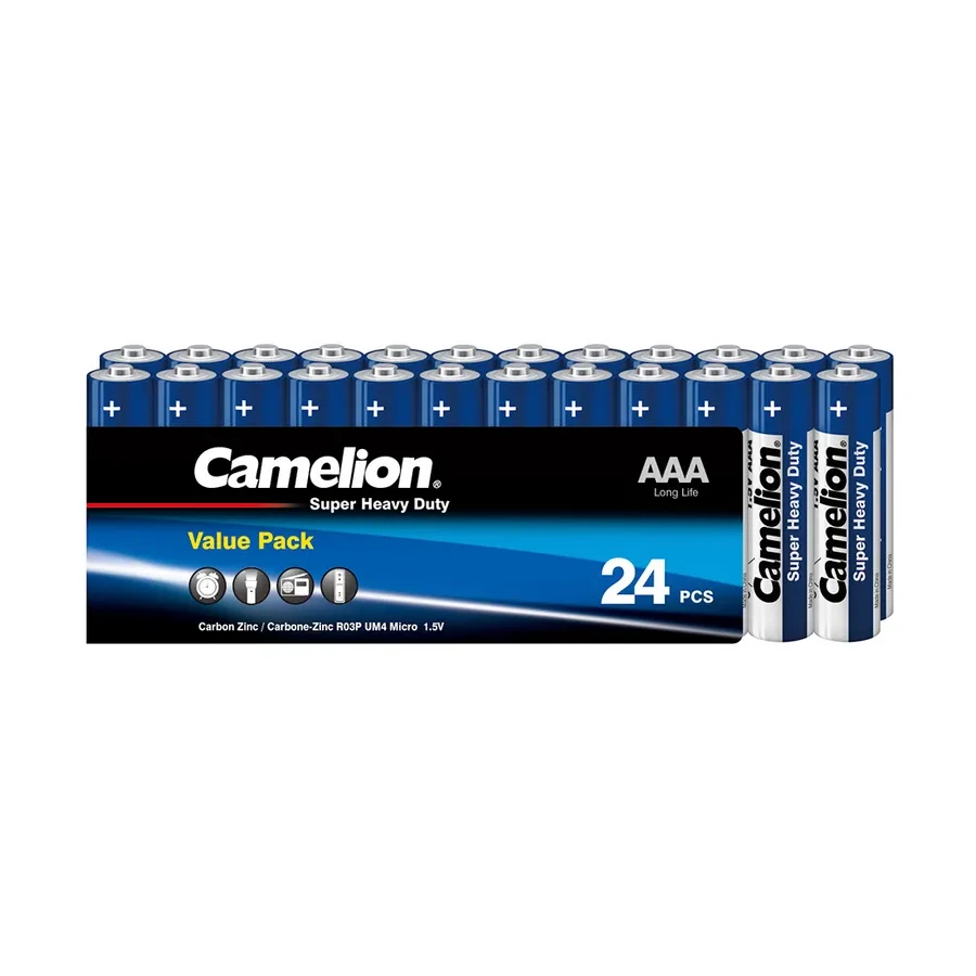 Батарейка CAMELION R03P-SP24B, AAA 1.5V 550mAh Super Heavy Duty, 24шт
