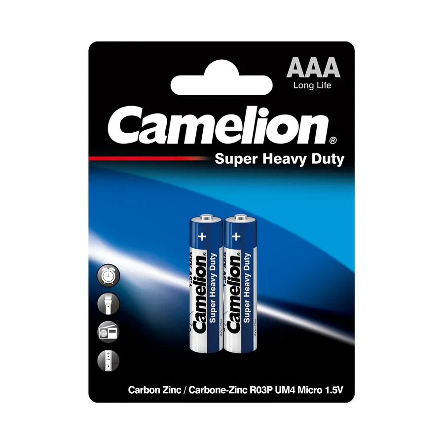 Батарейка CAMELION R03P-BP2B, AAA 1.5V 550mAh Super Heavy Duty, 2шт