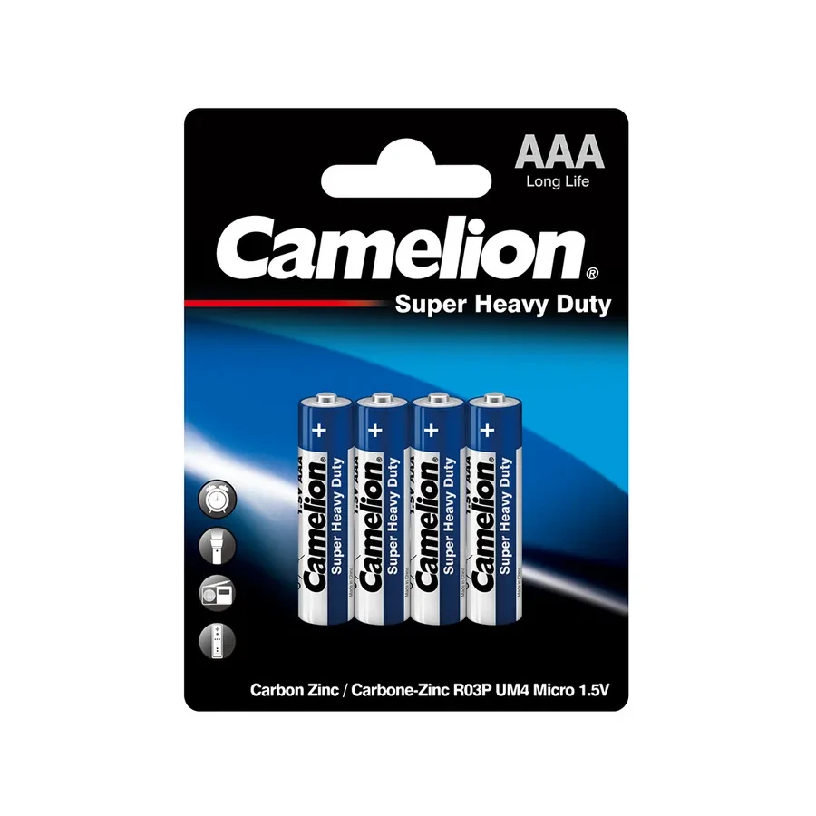 Батарейка CAMELION R03P-BP4B, AAA 1.5V 550mAh Super Heavy Duty, 4шт