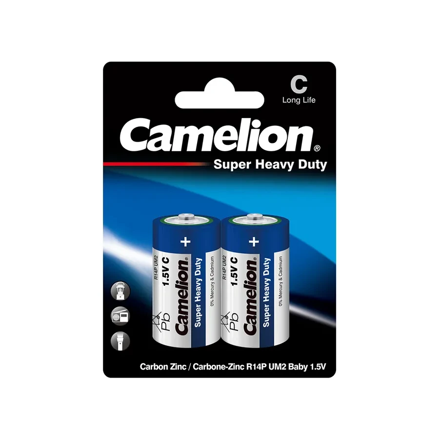 Батарейка CAMELION R14P-BP2B, C 1.5V Super Heavy Duty, 2шт