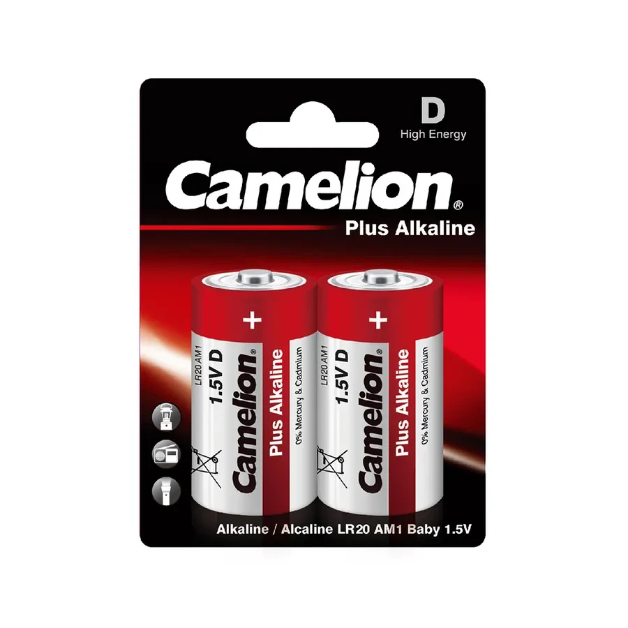Батарейка CAMELION LR20-BP2, D 1.5V 21000mAh Plus Alkaline, 2шт