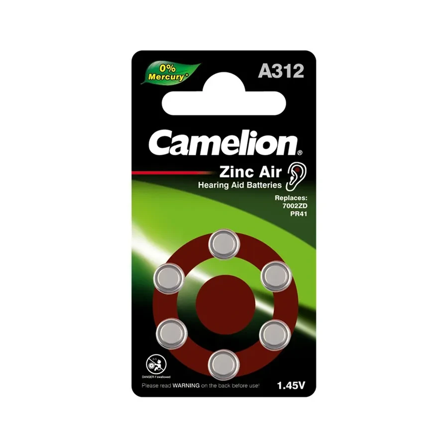 Батарейка CAMELION A312-BP6, Zinc Air, 6 шт