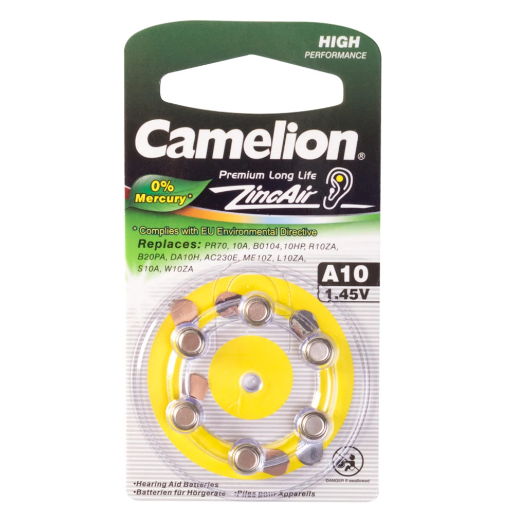 Батарейка CAMELION A10-BP6, Zinc Air, 6 шт — 3