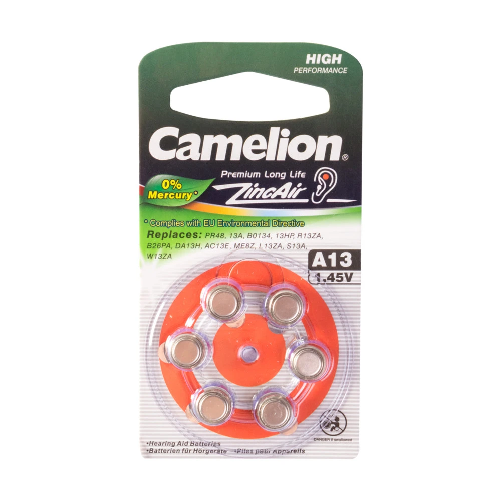 Батарейка CAMELION A13-BP6, Zinc Air, 6 шт — 3