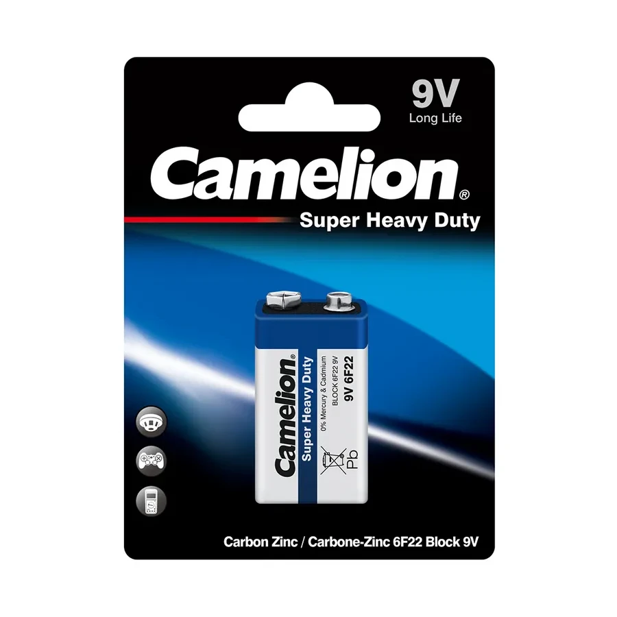 Батарейка CAMELION 6F22, Солевая, 9V, 190 mAh
