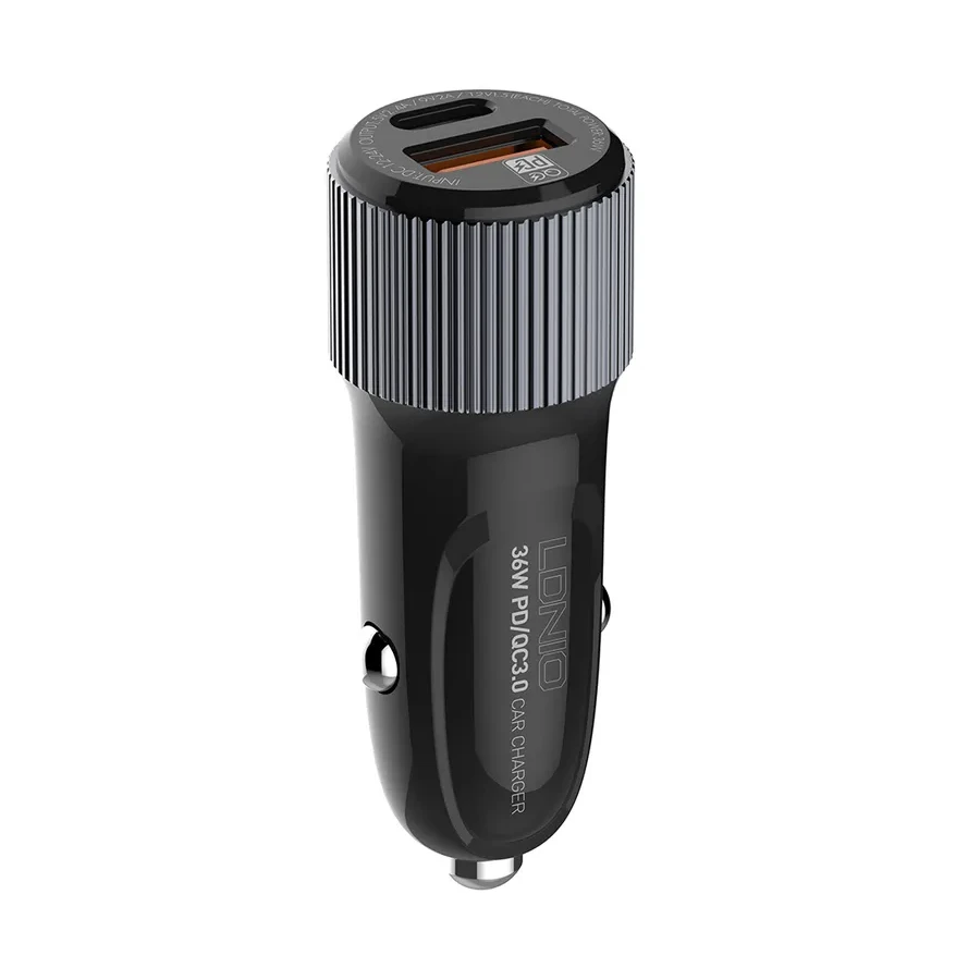 Автомобильное ЗУ LDNIO C510Q, USB-A/C 5V3.4A, Lightning, черное — 3