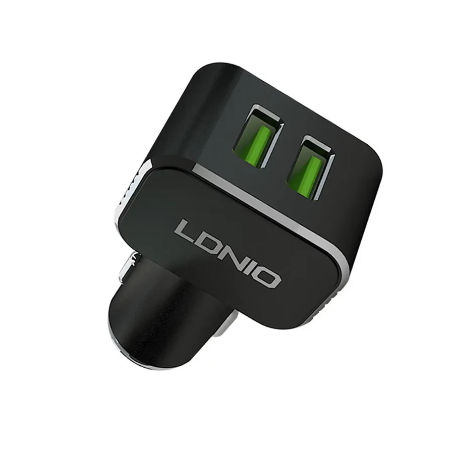 Автомобильное ЗУ LDNIO C306, 2*USB-A 18W, Lightning, 1м — 2