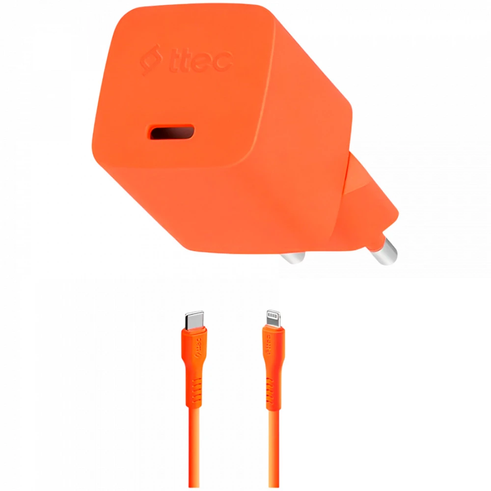 Зарядное устройство ttec SmartCharger GAN 20W Lightning, оранжевое — 5