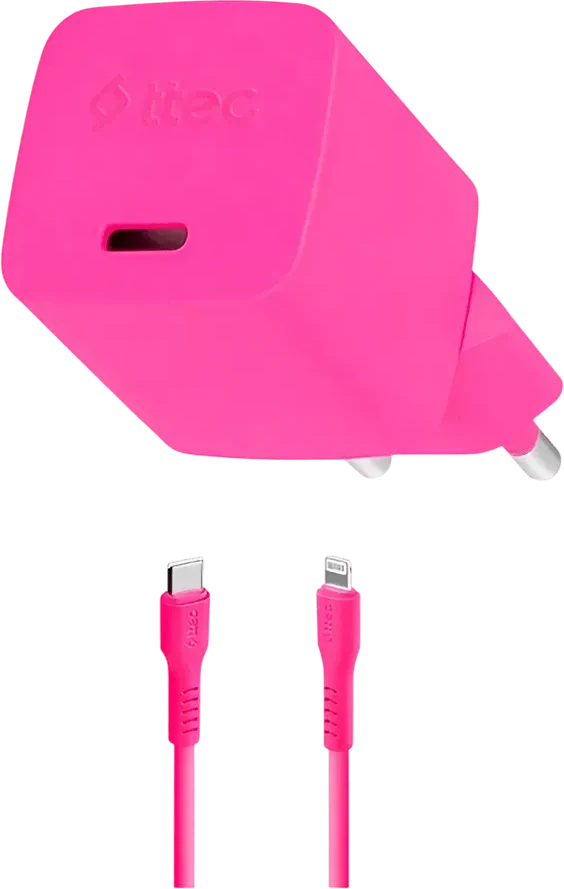 Зарядное устройство ttec SmartCharger GAN 20W Lightning, розовое